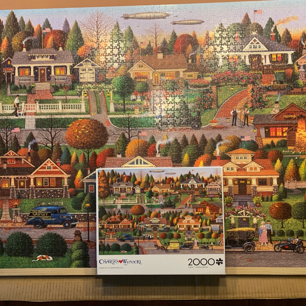 Buffalo Games 2000 piece “Labor Day In Bungalowville” jigsaw sale.